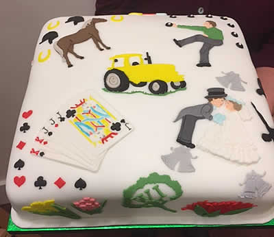 Cake celebrating Whalton Village Hall activities by Karen Fenwick